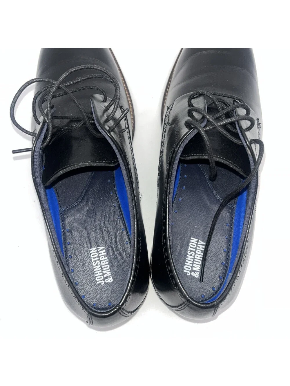 Johnson & Murphy Black Leather Dress Shoes Mens 10.5, 59-2469 Stockton Plain Toe
